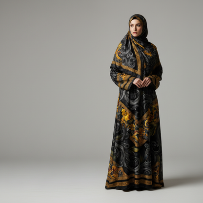 Iris Noir Dorado — Patrón de lujo sin costuras para papel tapiz, textiles y prendas de vestir | Diseño premium pintado a mano