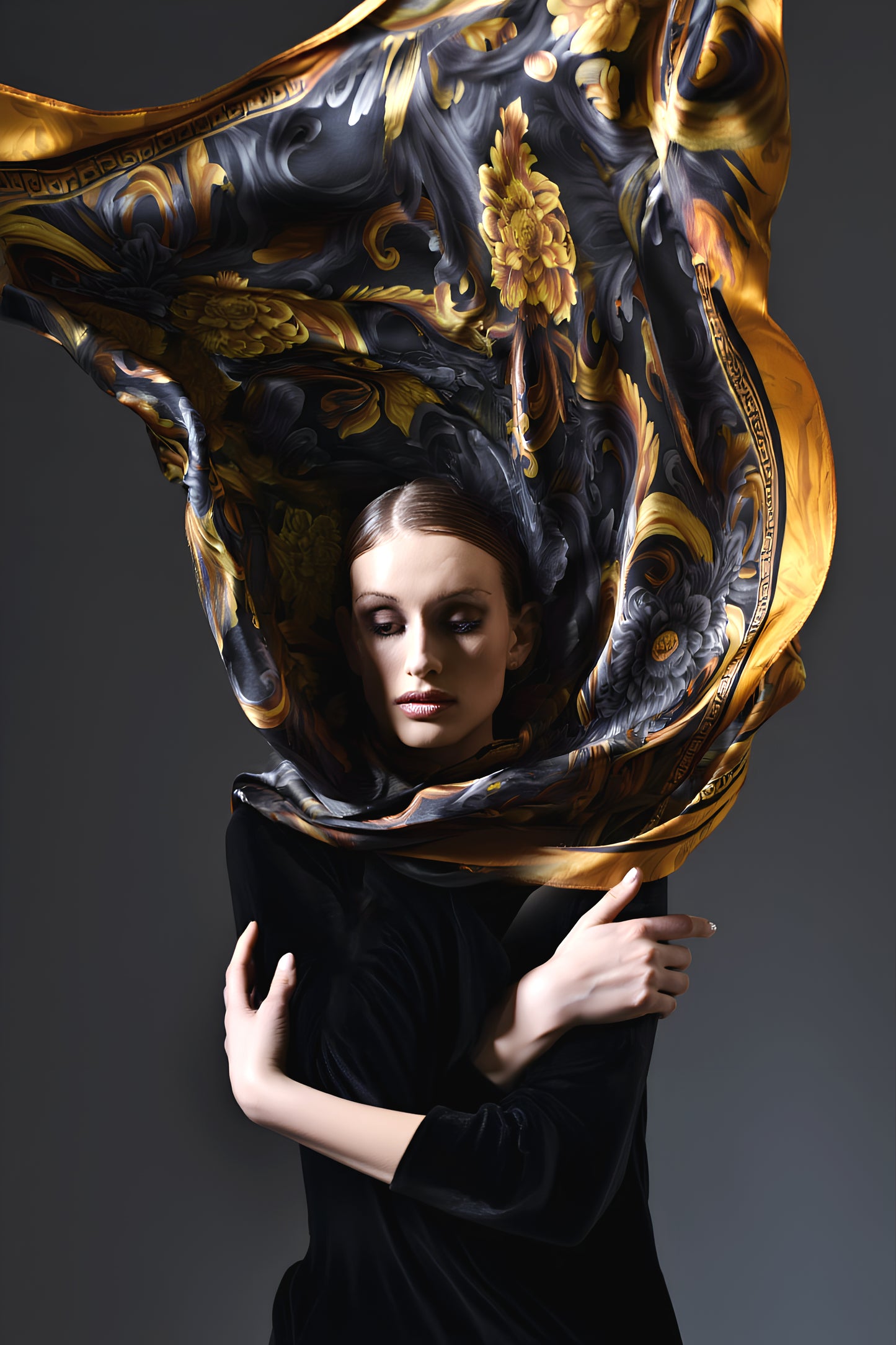 B2B Wholesale Golden Iris Luxury Scarf 10 PCS | 90x90cm Silk & Eco-Silk Options | Small Business Bulk Orders